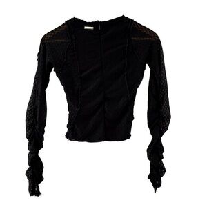 Maniere De Voir Black Mesh Sleeve Top